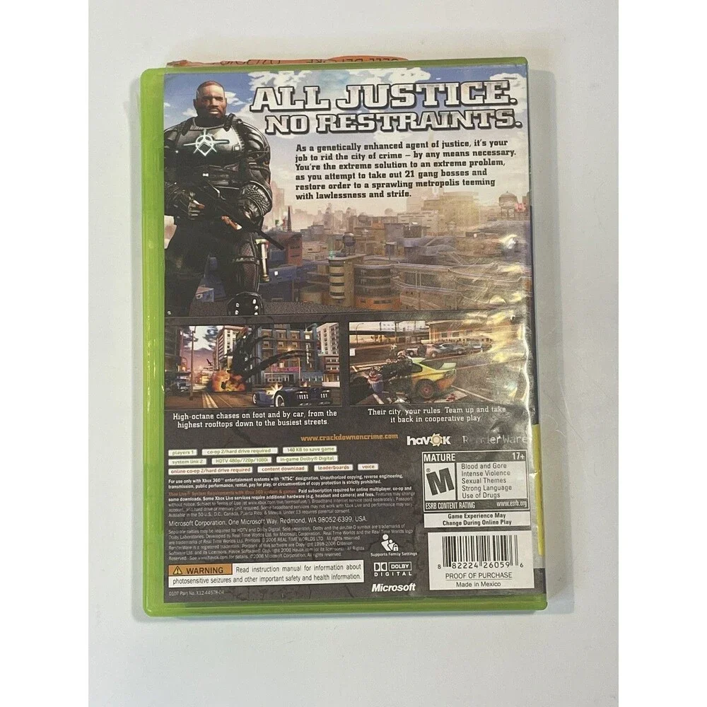Crackdown (Microsoft Xbox 360, 2007) Complete w/Manual & Poster, Tested